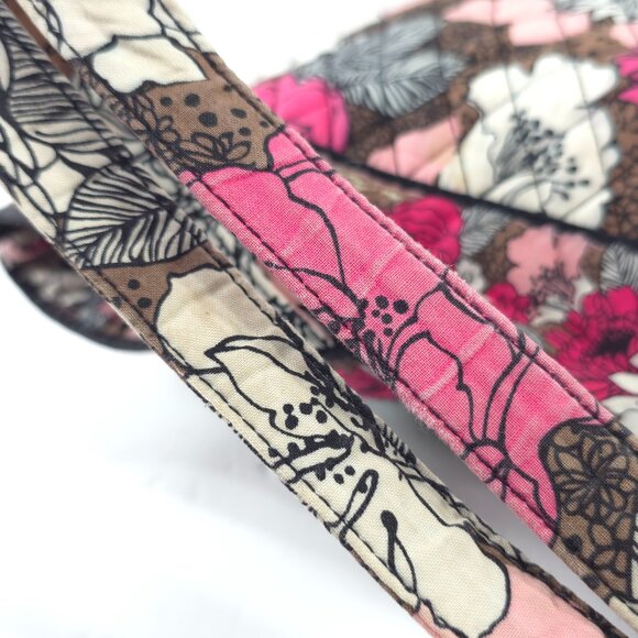 VERA BRADLEY FLORAL PINK WHITE BROWN LARGE TOTE BAG MAGNETIC CLOSURE LIGHTWEIGHT - Picture 13 of 16